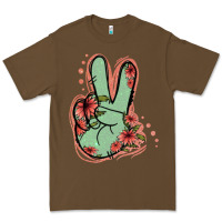 Cacao Green Glitter Floral Peace Sign Premium Tee - Jasminsmagicworld