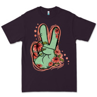 Plum Green Glitter Floral Peace Sign Premium Tee - Jasminsmagicworld