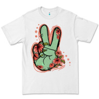 White Green Glitter Floral Peace Sign Premium Tee - Jasminsmagicworld