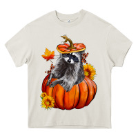 Cream Fall Pumpkin Raccoon Heavy Core Tee - LillyAllenDesigns