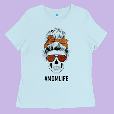 Glitter Western Patterned Mom Skull Ladies Tee Designed By Bettercallsaul