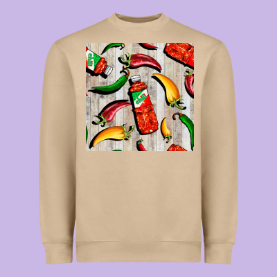 Mexican Chili And Pepper Seamless Pattern Heavyweight Sweatshirt Designed By Bundleandbundleshop
