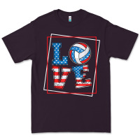 Plum love usa flag volleyball gifts for volleyball fans teen t shirt Premium Tee - minhPixels