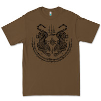 Cacao sak yant thai tattoo twin tiger muay magical thailand gifts t shirt Premium Tee - minhPixels