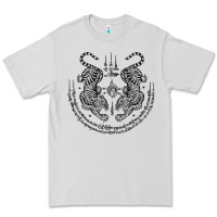 Dove Grey sak yant thai tattoo twin tiger muay magical thailand gifts t shirt Premium Tee - minhPixels