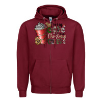 Burgundy I Run On Coffee And Christmas Cheers Zipper Hoodie - CowhideDigitalArt