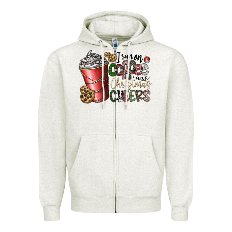 I Run On Coffee And Christmas Cheers Zipper Hoodie by CowhideDigitalArt | Teevron