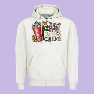 I Run On Coffee And Christmas Cheers Zipper Hoodie Designed By Cowhidedigitalart