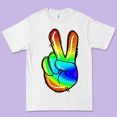 Rainbow Peace Sign Premium Tee Designed By Jasminsmagicworld