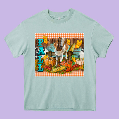 Fall With Baby Goat Heavy Core Tee Designed By Lillyallendesigns