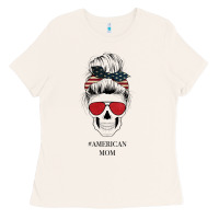 Bone Glitter American Flag Patterned American Mom Skull Ladies Tee - Bettercallsaul
