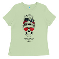 Matcha Glitter American Flag Patterned American Mom Skull Ladies Tee - Bettercallsaul