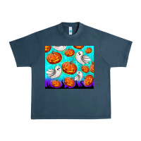Midnight Navy halloween pumpkins with ghosts Urban Heavy Tee - TumblerDesignByShophia