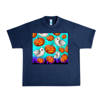 Navy halloween pumpkins with ghosts Urban Heavy Tee - TumblerDesignByShophia