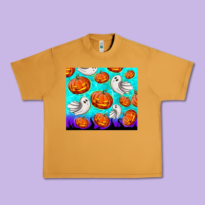 Halloween Pumpkins With Ghosts Urban Heavy Tee Designed By Tumblerdesignbyshophia