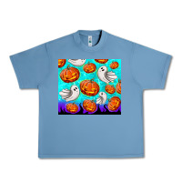 Pebble Blue halloween pumpkins with ghosts Urban Heavy Tee - TumblerDesignByShophia