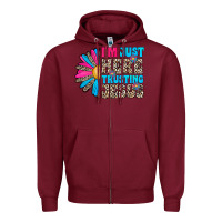 Burgundy im just here trusting jesus Zipper Hoodie - CowhideDigitalArt