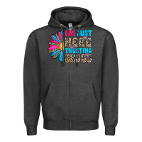 Charcoal Heather im just here trusting jesus Zipper Hoodie - CowhideDigitalArt