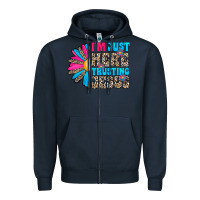 Navy im just here trusting jesus Zipper Hoodie - CowhideDigitalArt
