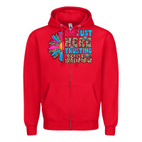 Red im just here trusting jesus Zipper Hoodie - CowhideDigitalArt