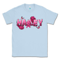 Dusty Blue Personalized Pink Cancer Themed Name Classic Tee - NancyCooperArtShop