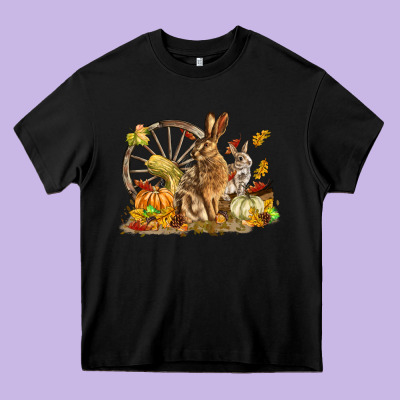 Fall Rabbit Heavy Core Tee Designed By Lillyallendesigns