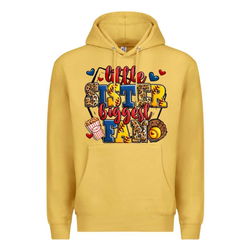 Little Sister Biggest Fan Softball Premium Hoodie by Jasminsmagicworld | Teevron