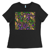 Black mardi gras fleur de lis Ladies Tee - RanaPortraitStore