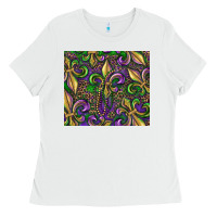 White mardi gras fleur de lis Ladies Tee - RanaPortraitStore