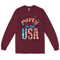Burgundy Party in the USA 4th of july Long Sleeve Tee - HowdyJamesFarm