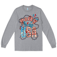 Heather Grey Party in the USA 4th of july Long Sleeve Tee - HowdyJamesFarm