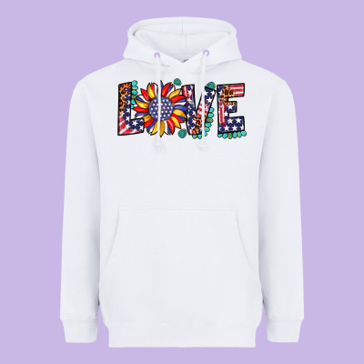 Love Sunflower Usa Flag Leopard Heavyweight Hoodie Designed By Artiststas