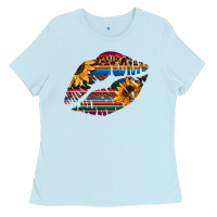Baby Blue Aztec Sunflower Lips Ladies Tee - Bettercallsaul