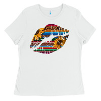 White Aztec Sunflower Lips Ladies Tee - Bettercallsaul