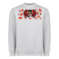 Heather Grey sugar skull rose libbey glass Heavyweight Sweatshirt - BundleAndBundleShop