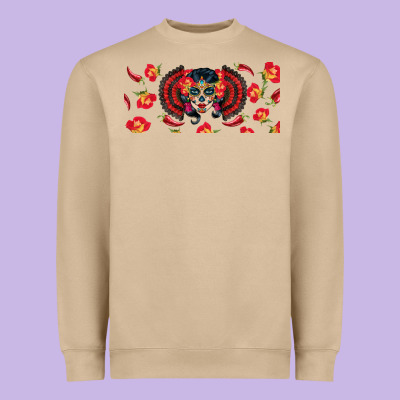 Sugar Skull Rose Libbey Glass Heavyweight Sweatshirt Designed By Bundleandbundleshop