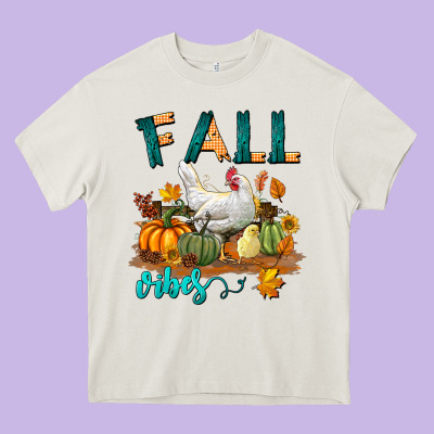 Fall Vibes Chicken Heavy Core Tee Designed By Lillyallendesigns