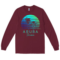 Burgundy Vintage Aruba Beach Tropical Vibes Vacation Souvenir Gift Long Sleeve Tee - minhPixels