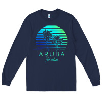 Navy Vintage Aruba Beach Tropical Vibes Vacation Souvenir Gift Long Sleeve Tee - minhPixels