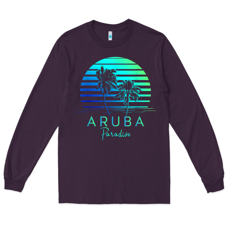 Vintage Aruba Beach Tropical Vibes Vacation Souvenir Gift Long Sleeve Tee by minhPixels | Teevron