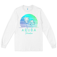 White Vintage Aruba Beach Tropical Vibes Vacation Souvenir Gift Long Sleeve Tee - minhPixels