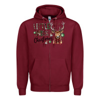 Burgundy little miss christmas Zipper Hoodie - CowhideDigitalArt