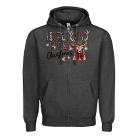 Charcoal Heather little miss christmas Zipper Hoodie - CowhideDigitalArt