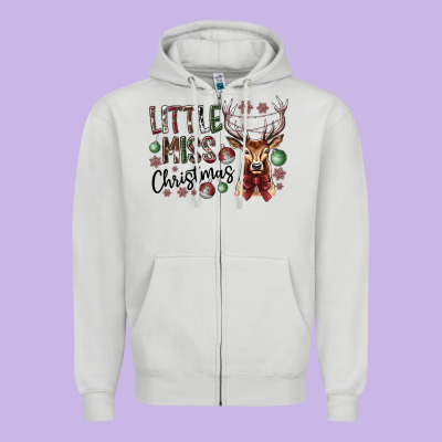 Little Miss Christmas Zipper Hoodie Designed By Cowhidedigitalart