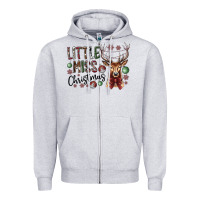 Heather Grey little miss christmas Zipper Hoodie - CowhideDigitalArt