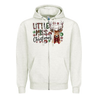 Oatmeal Heather little miss christmas Zipper Hoodie - CowhideDigitalArt