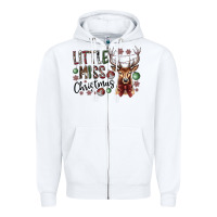 White little miss christmas Zipper Hoodie - CowhideDigitalArt