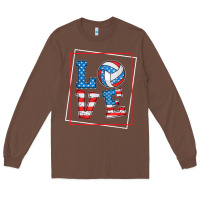 Chestnut love usa flag volleyball gifts for volleyball fans teen t shirt Long Sleeve Tee - minhPixels