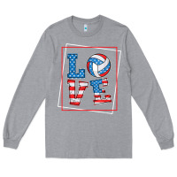 Heather Grey love usa flag volleyball gifts for volleyball fans teen t shirt Long Sleeve Tee - minhPixels