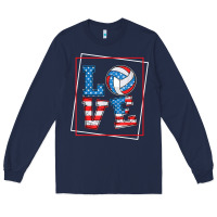 Navy love usa flag volleyball gifts for volleyball fans teen t shirt Long Sleeve Tee - minhPixels